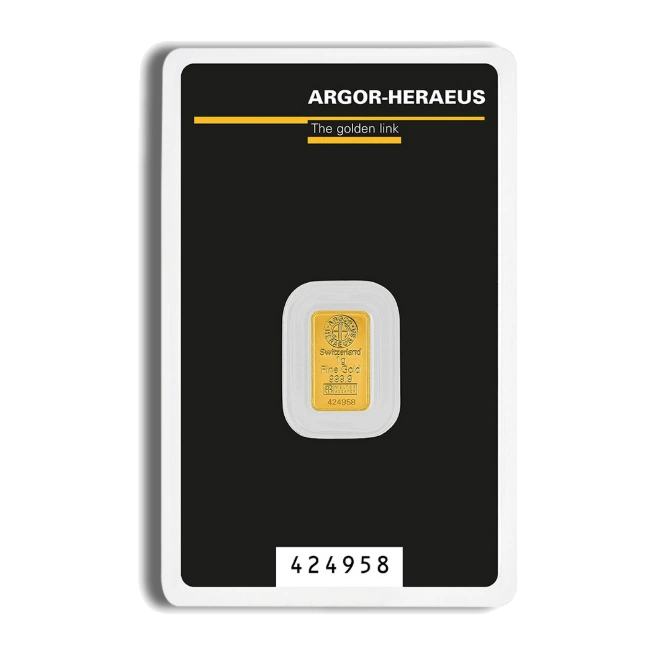 1 Gram Gold Bar — Argor-Heraeus (In Assay) — representative image