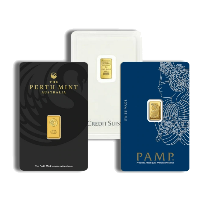 1 Gram Gold Bar — Brand Varies (In Assay) — representative image