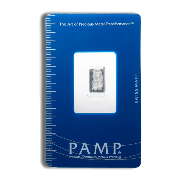 1 Gram Platinum Bar — PAMP Fortuna (In Assay) — representative image