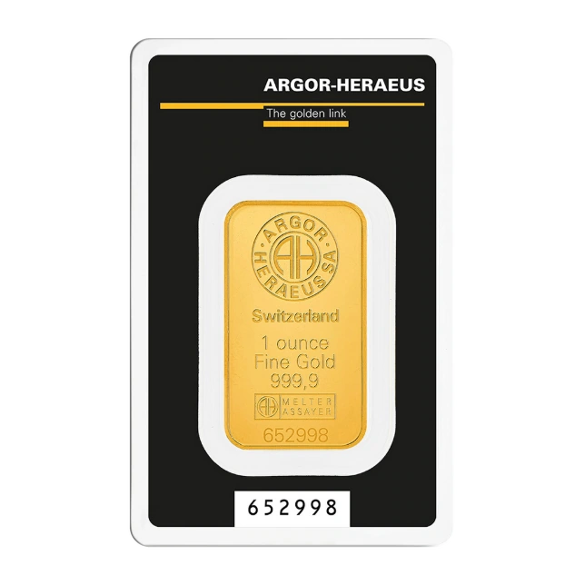 1 Ounce Argor-Heraeus Gold Bar (In Assay) — representative image