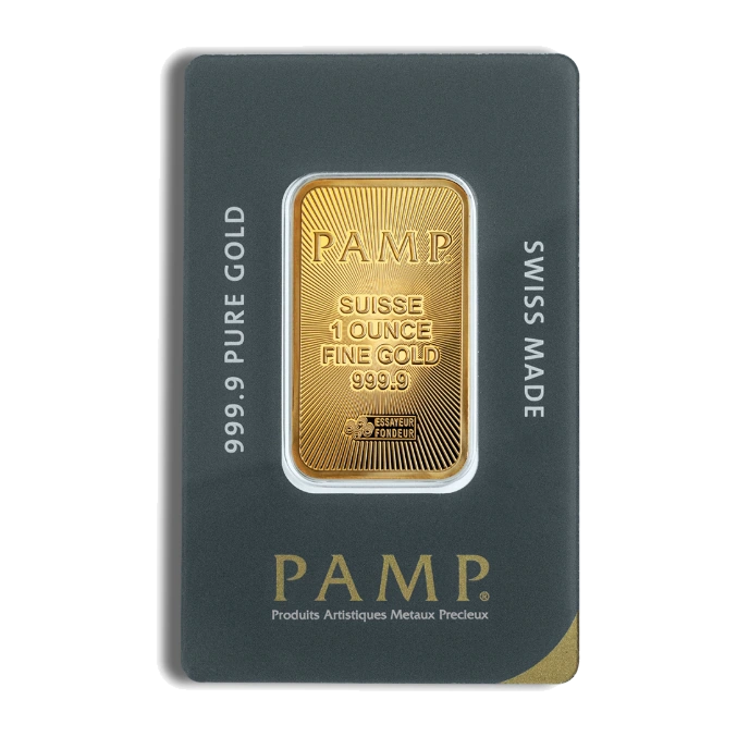 1 Ounce Gold Bar — PAMP Suisse (In Assay) — representative image