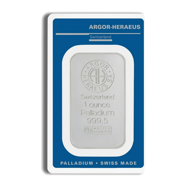 1 Ounce Palladium Bar — Argor-Heraeus (In Assay) — representative image