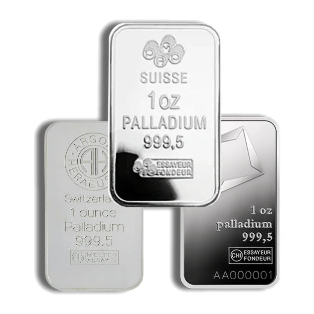 1 Ounce Palladium Bar — Brand Varies (No Assay Card) — representative image