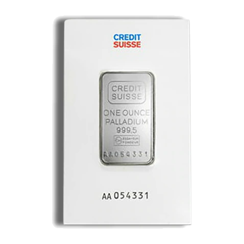 1 Ounce Palladium Bar — Credit Suisse (In Assay) — representative image