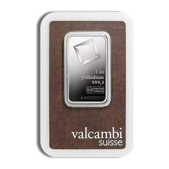 1 Ounce Palladium Bar — Valcambi (In Assay) — representative image