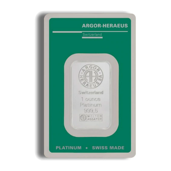 1 Ounce Platinum Bar — Argor-Heraeus (In Assay) — representative image