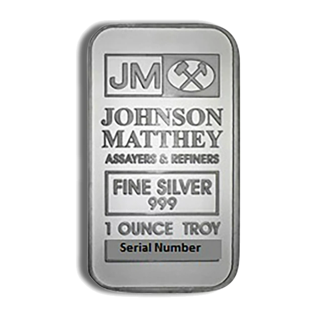 1 Ounce Silver Bar — Johnson Matthey — representative image