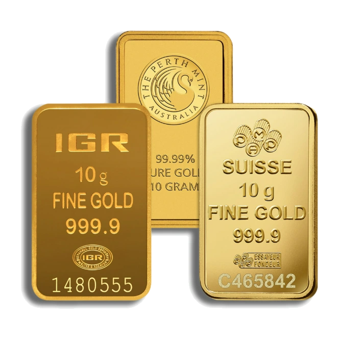 10 Gram Gold Bar — Brand Varies (No Assay Card) — representative image