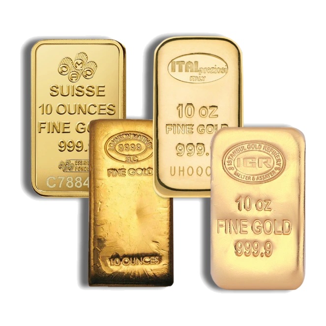 10 Ounce Gold Bar — Brand Varies — representative image