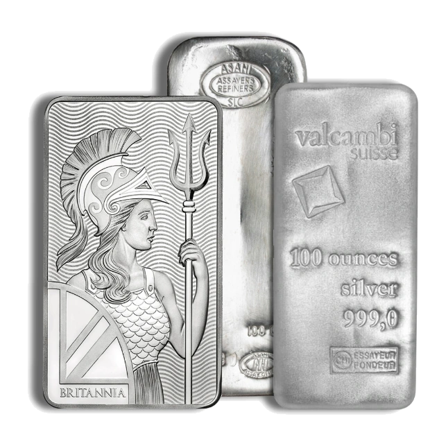100 Ounce Silver Bar — Brand Varies — representative image