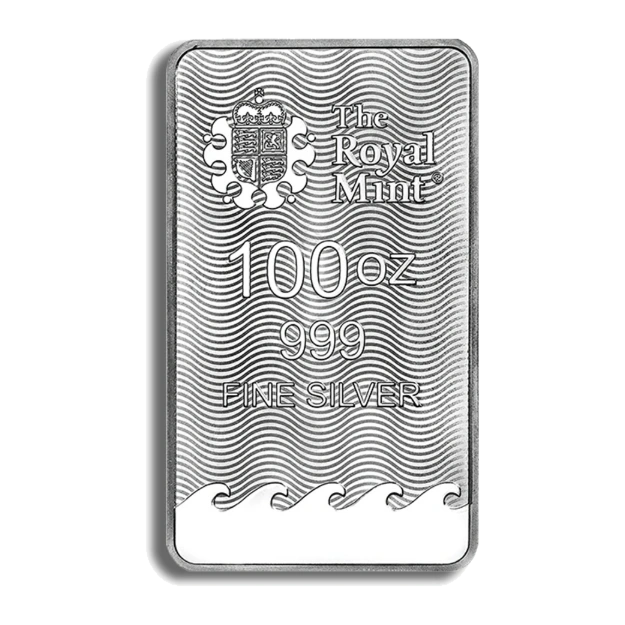 100 Ounce Silver Bar — Britannia — reverse, representative image