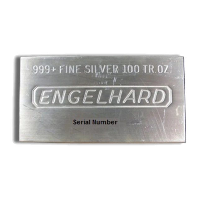 100 Ounce Silver Bar — Engelhard (Cast) — representative image