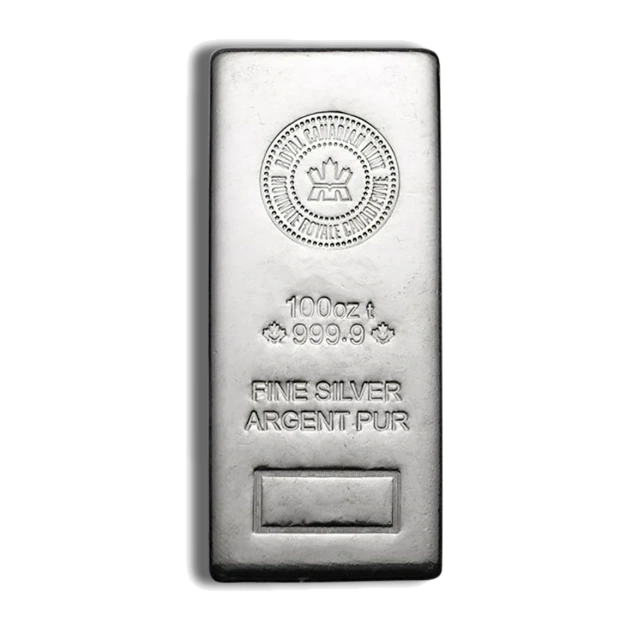 100 Ounce Silver Bar — Royal Canadian Mint — representative image