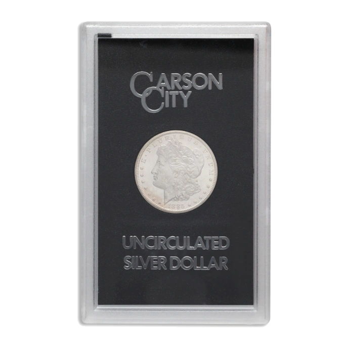 1885-CC Morgan Silver Dollar in GSA Holder — representative image