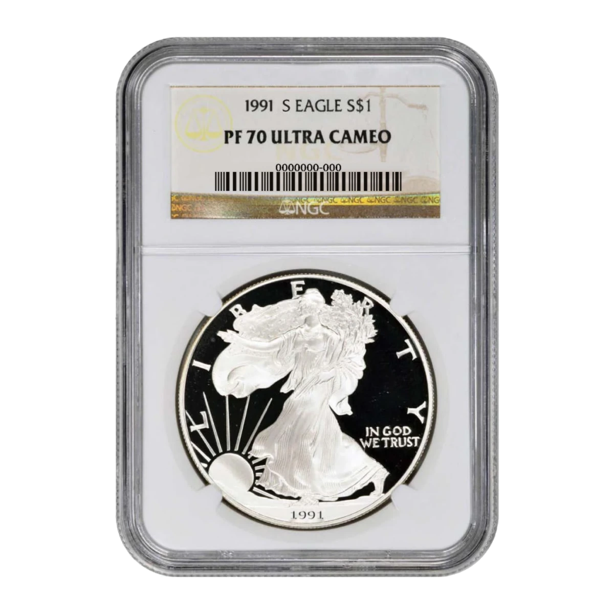 1991-S American Eagle One Ounce Silver Proof Coin — Proof 70 — representative image