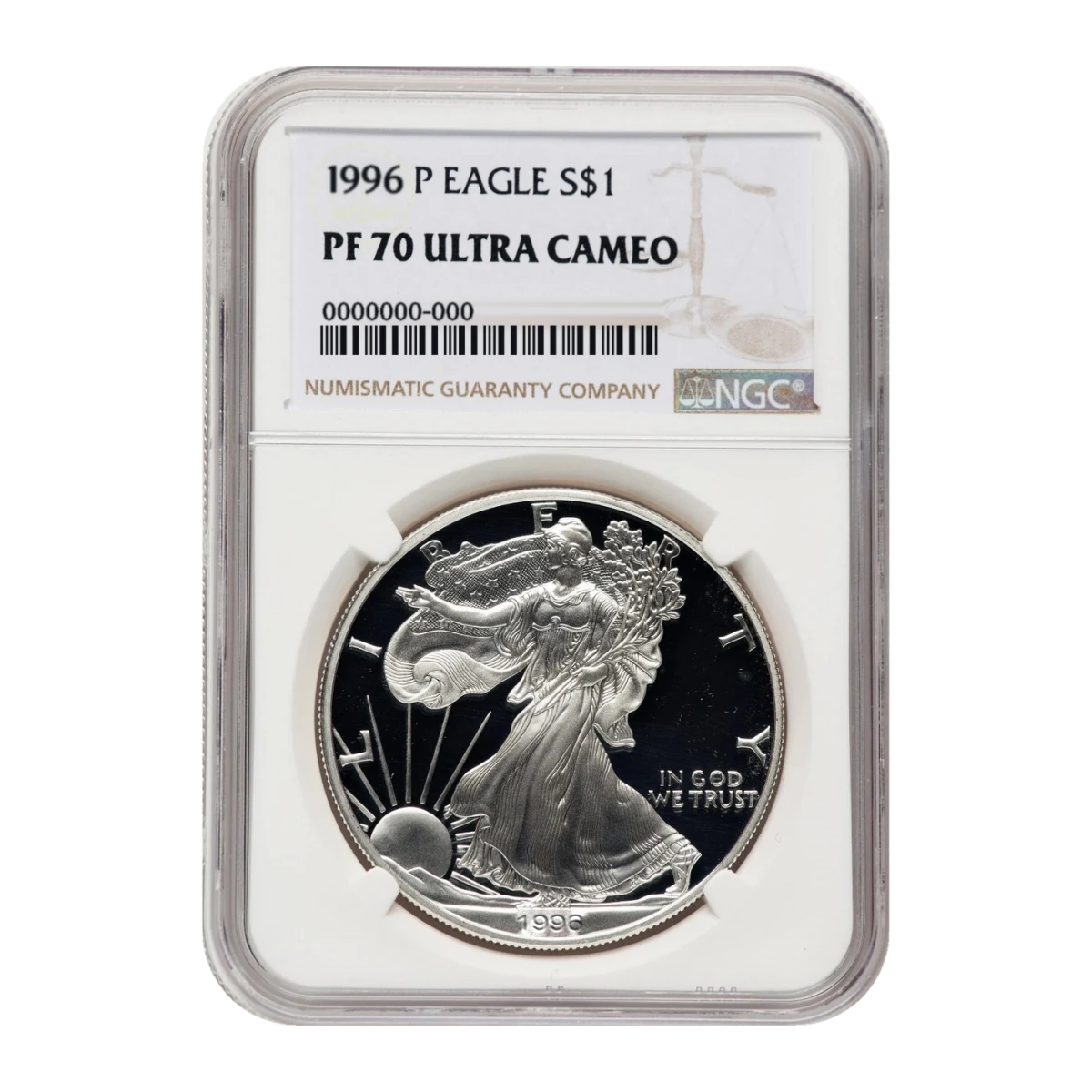 1996-P American Eagle One Ounce Silver Proof Coin — Proof 70 — representative image