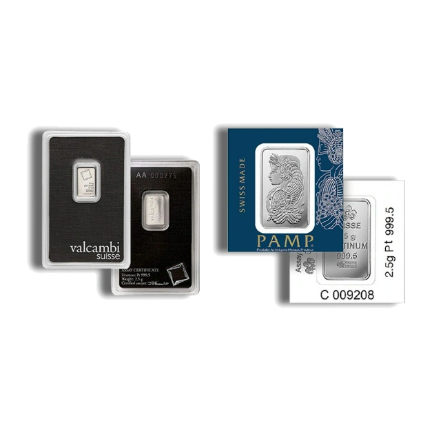 2.5 Gram Platinum Bar — Brand Varies (In Assay) — representative image