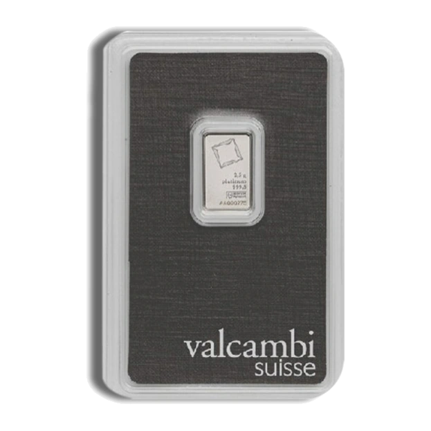 2.5 Gram Platinum Bar — Valcambi (In Assay) — representative image