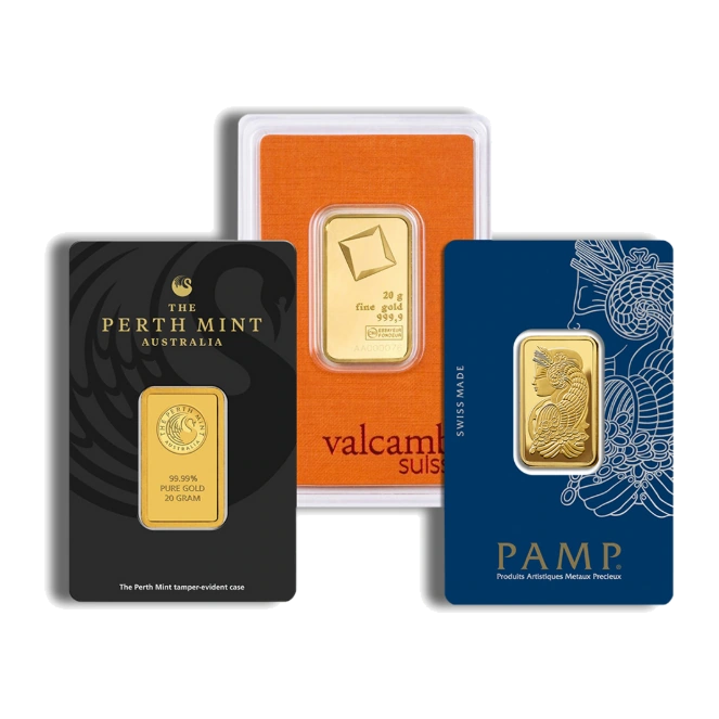 20 Gram Gold Bar — Brand Varies (In Assay) — representative image