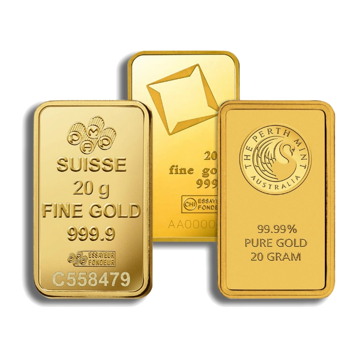 20 Gram Gold Bar — Brand Varies (No Assay Card) — representative image