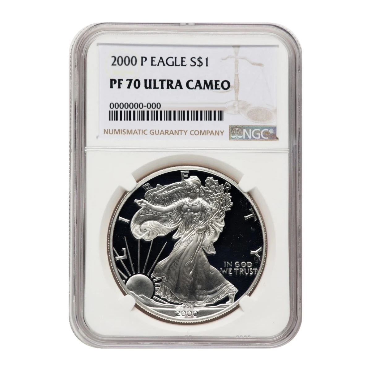 2000-P American Eagle One Ounce Silver Proof Coin — Proof 70 — representative image