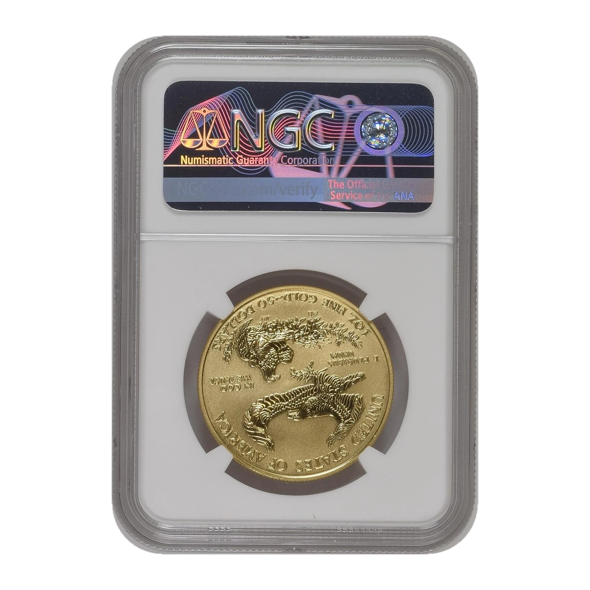 2006 American Eagle One Ounce Gold Reverse Proof Coin — Proof 70 — reverse of the holder, representative image