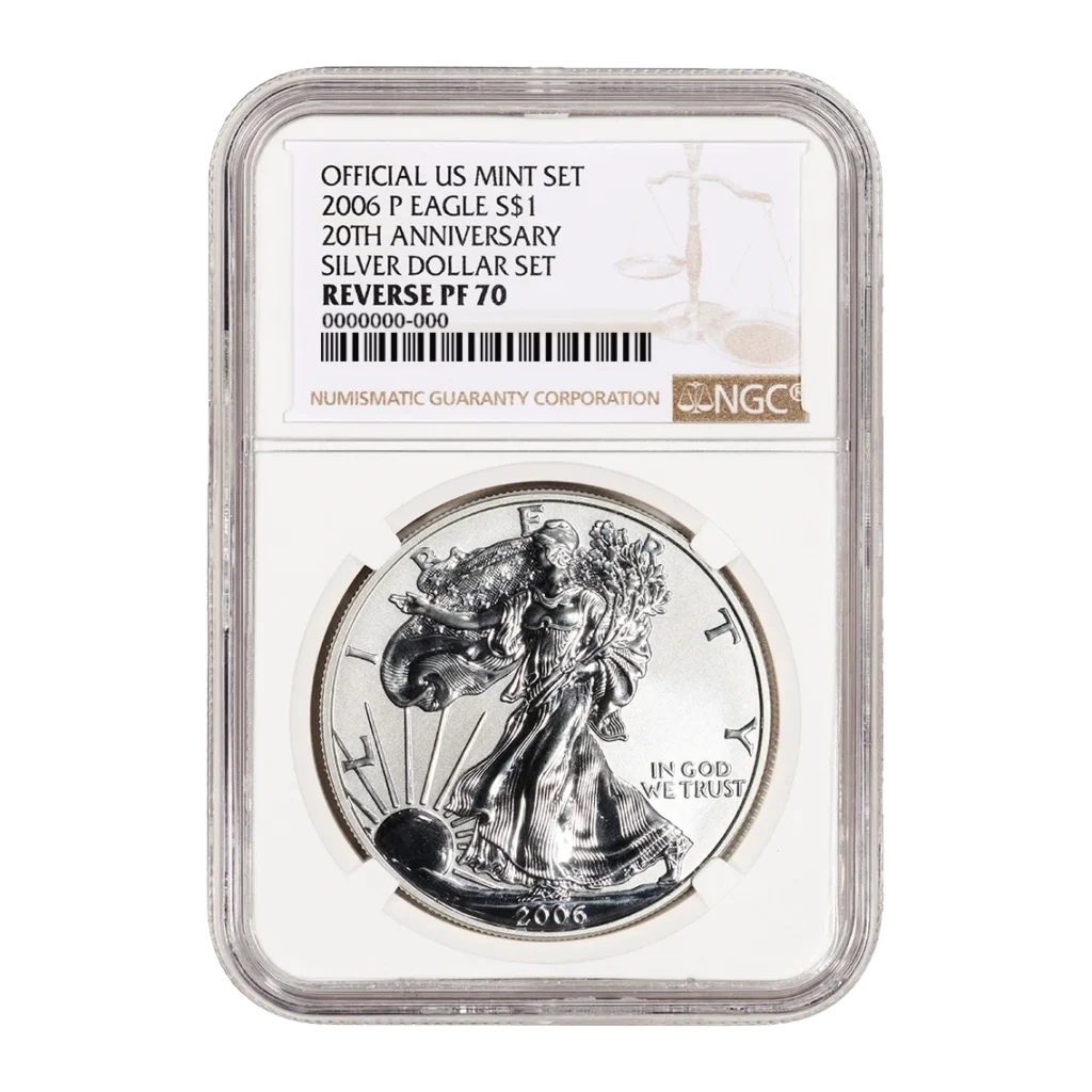 2006-P American Eagle One Ounce Silver Reverse Proof Coin — Proof 70 — representative image