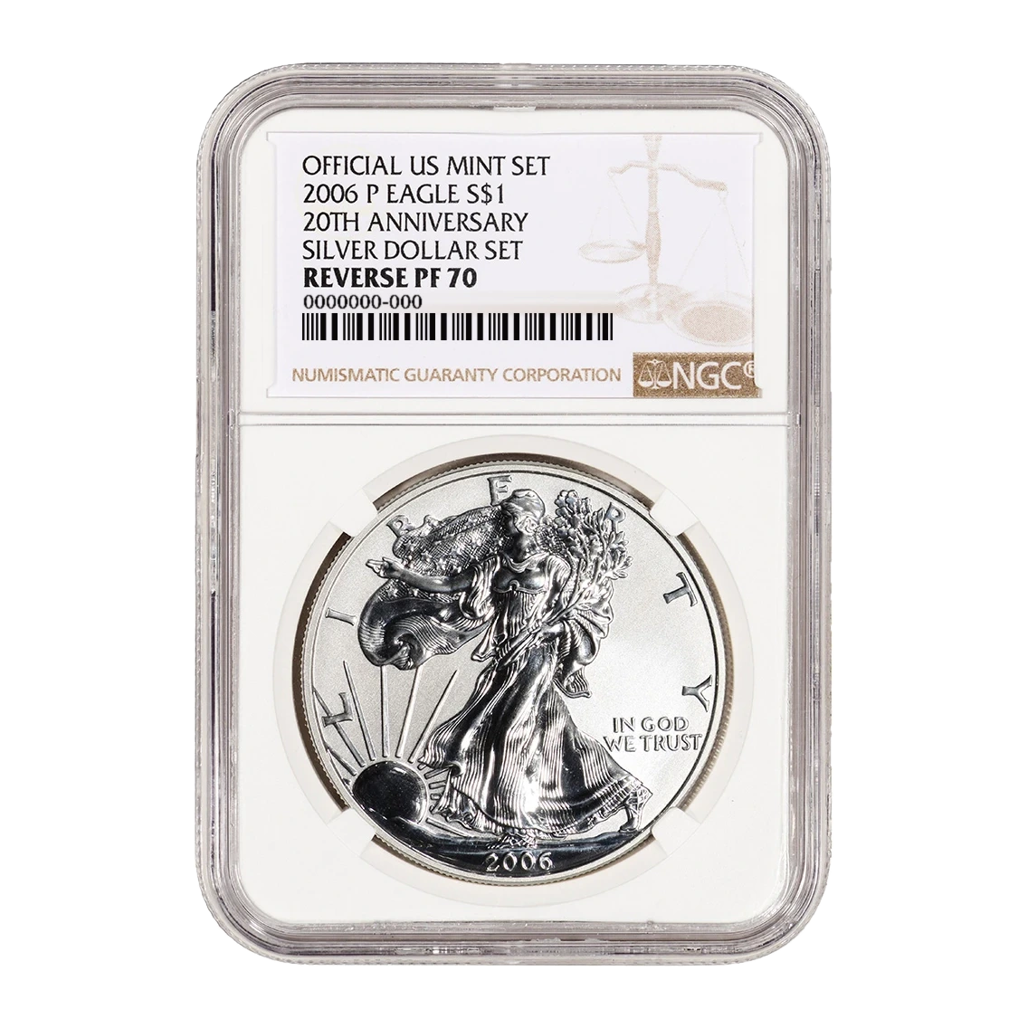 2006-P American Eagle One Ounce Silver Reverse Proof Coin — Proof 70 — representative image