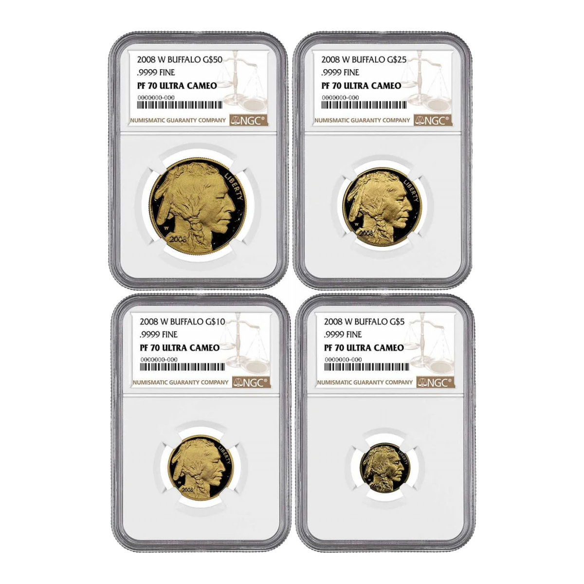 2008 American Buffalo Four-Coin Gold Proof Set — Proof 70 — representative image