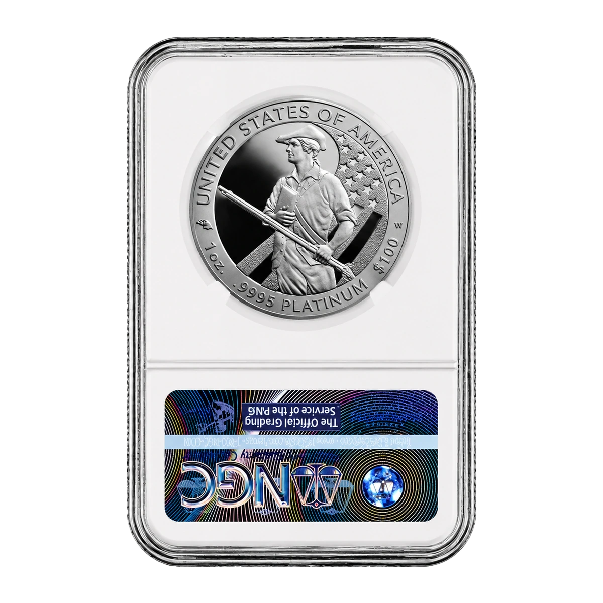 2012 American Eagle One Ounce Platinum Proof Coin — Proof 70 — reverse of the holder, representative image