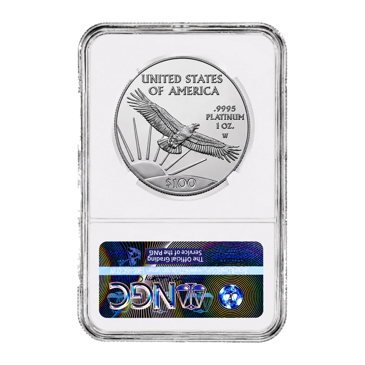 2017 American Eagle One Ounce Platinum Proof Coin — Proof 70 — reverse of the holder, representative image