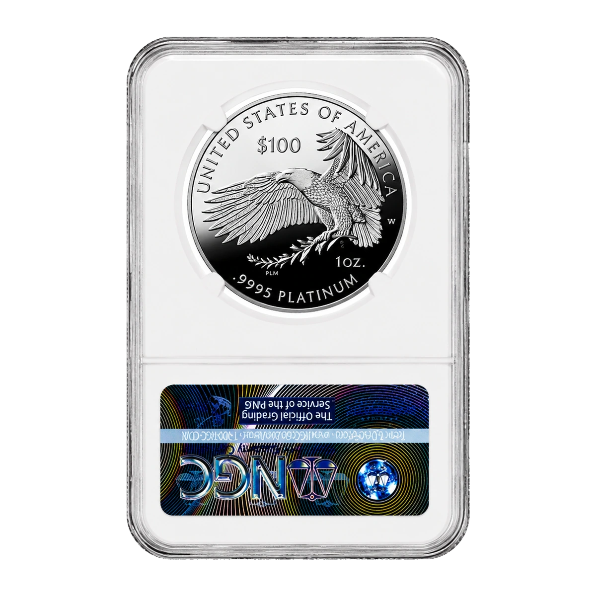 2021 American Eagle One Ounce Platinum Proof Coin — Proof 70 — reverse of the holder, representative image