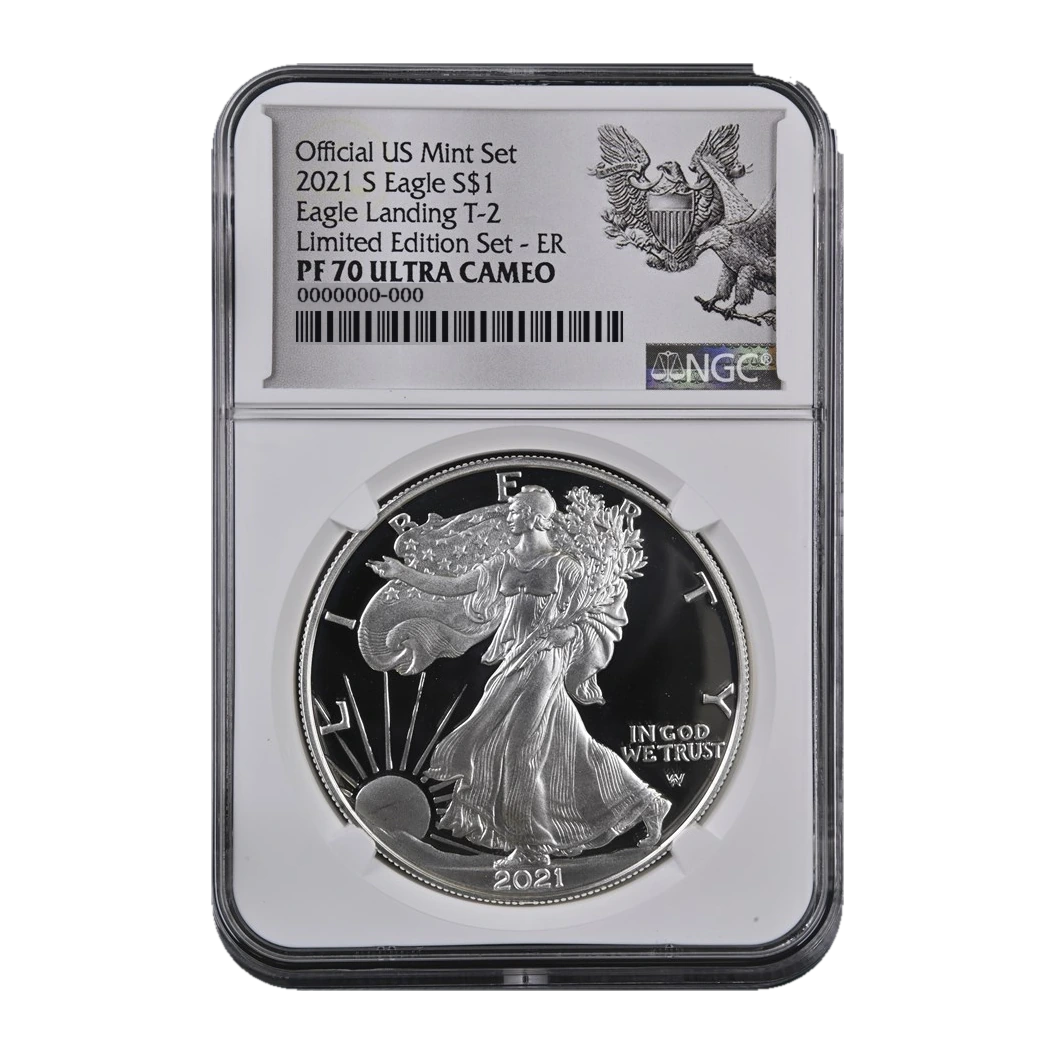 2021-S American Eagle One Ounce Silver Proof Coin (Type 2) — Proof 70 — representative image
