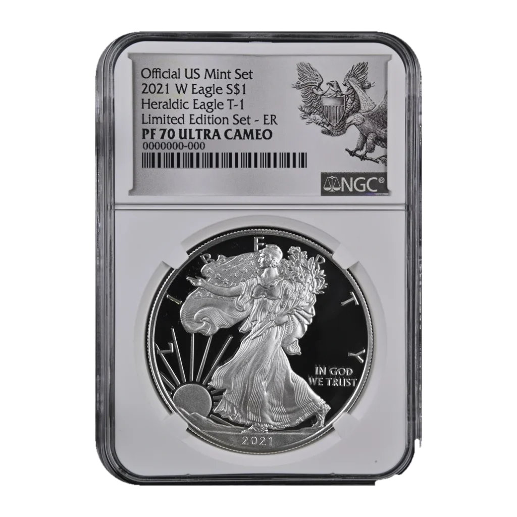 2021-W American Eagle One Ounce Silver Proof Coin (Type 1) — Proof 70 — representative image