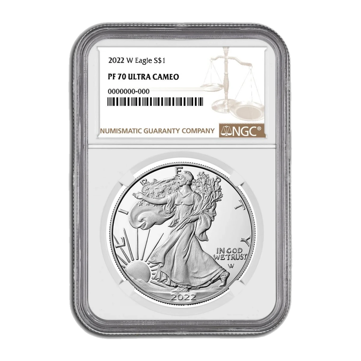 2022-W American Eagle One Ounce Silver Proof Coin (Type 2) — Proof 70 — representative image