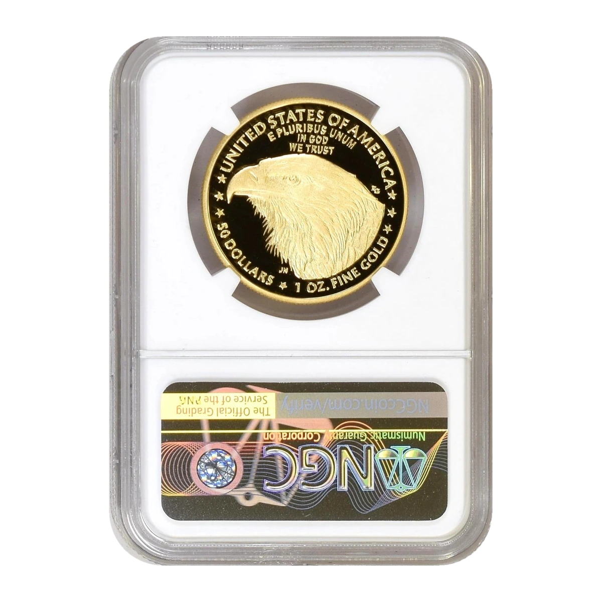 2023 American Eagle One Ounce Gold Proof Coin — Proof 70 — reverse of the holder, representative image