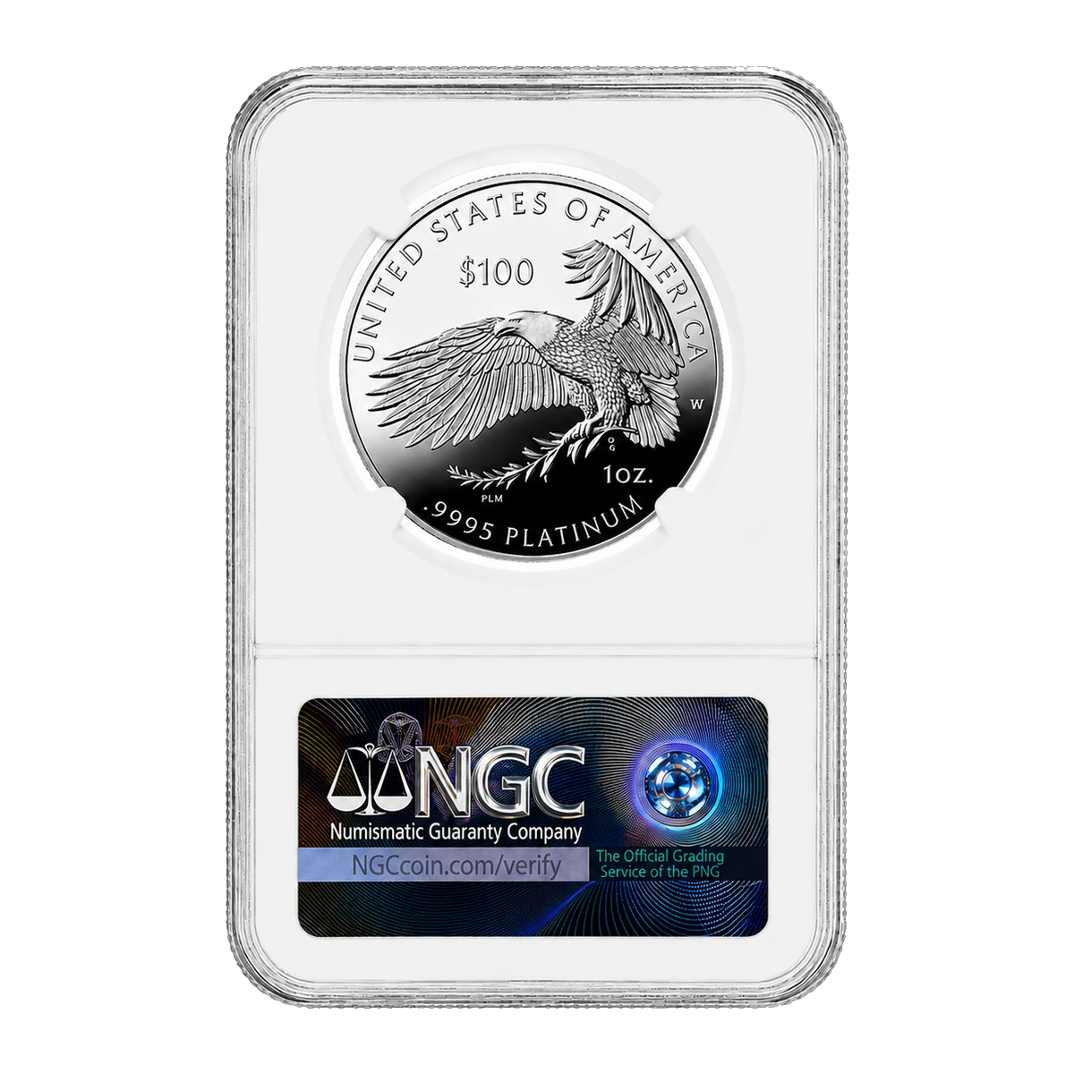 2023 American Eagle One Ounce Platinum Proof Coin — Proof 70 — reverse of the holder, representative image
