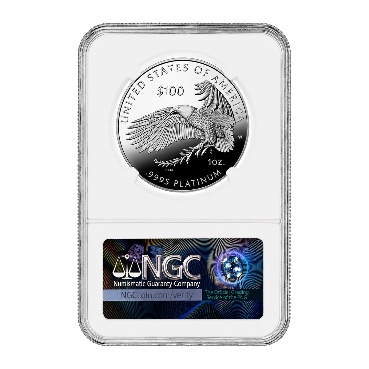 2024 American Eagle One Ounce Platinum Proof Coin — Proof 70 — reverse of the holder, representative image