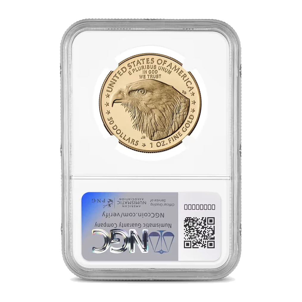 2026 American Eagle One Ounce Gold Proof Coin — Proof 70 — reverse of the holder, representative image