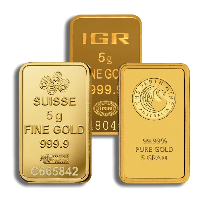 5 Gram Gold Bar — Brand Varies (No Assay Card) — representative image