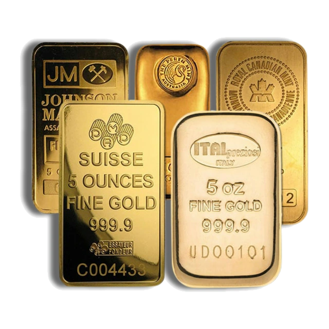 5 Ounce Gold Bar — Brand Varies — representative image