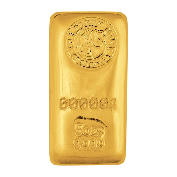 5 Ounce Gold Bar — Perth Mint (Cast) — representative image