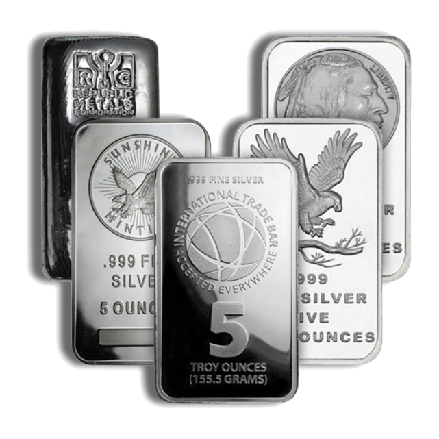 5 Ounce Silver Bar — Brand Varies — representative image