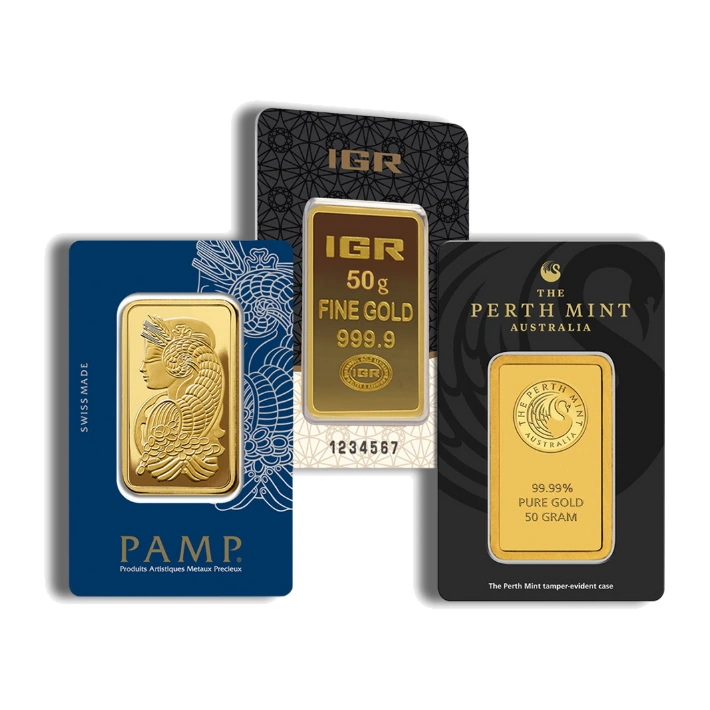 50 Gram Gold Bar — Brand Varies (In Assay) — representative image