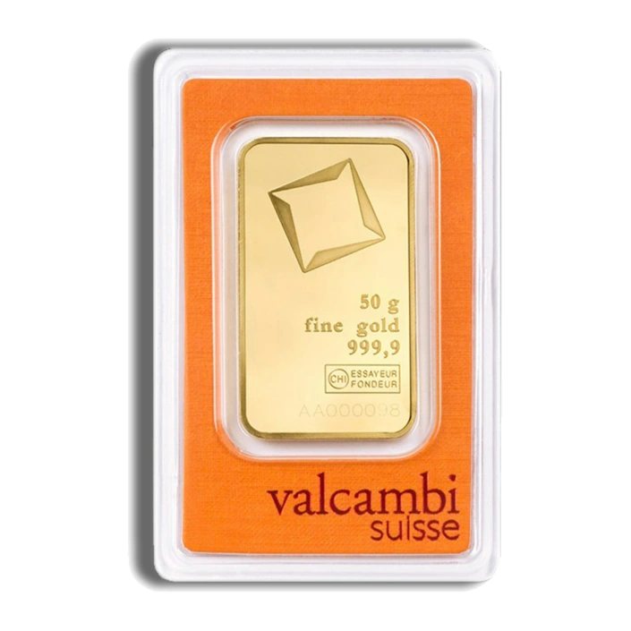 50 Gram Gold Bar — Valcambi (In Assay) — representative image