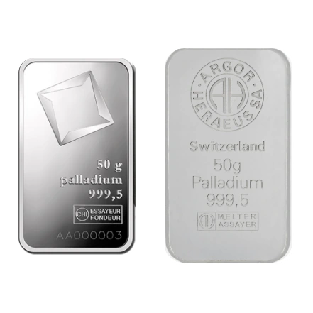 50 Gram Palladium Bar — Brand Varies — representative image