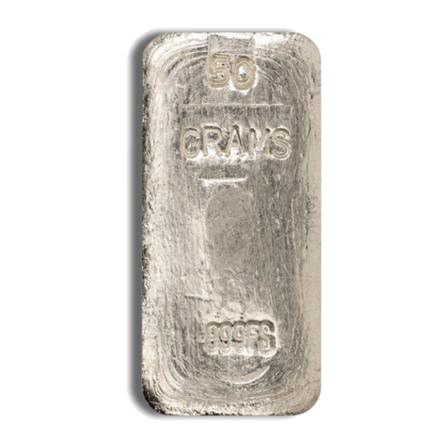 50 Gram Silver Bar — Brand Varies — representative image