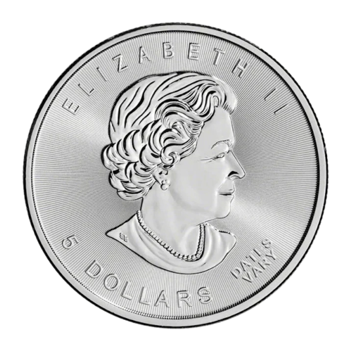 Canadian Silver Maple Leaf 1 Ounce Bullion Coin — Year Varies — obverse, representative image