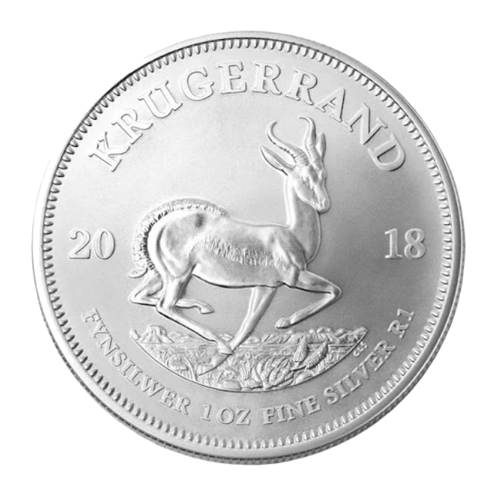 South African Silver Krugerrand 1 Ounce Bullion Coin — Year Varies — representative image