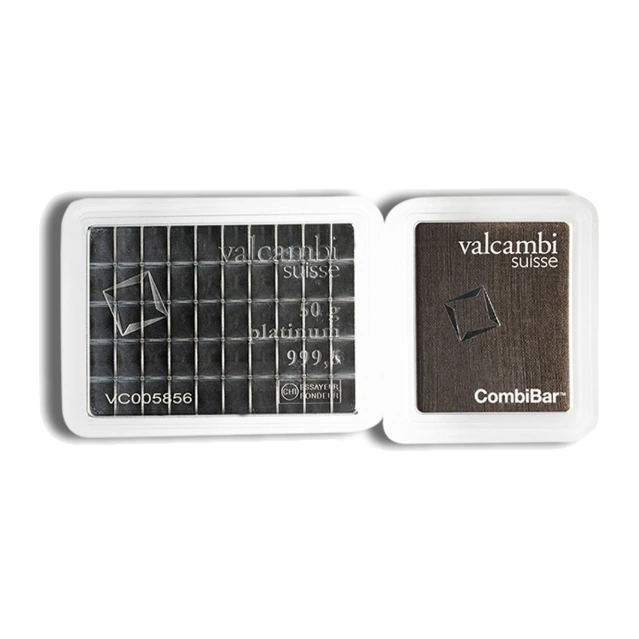 Valcambi Platinum CombiBar — 50 × 1 Gram (In Assay) — representative image